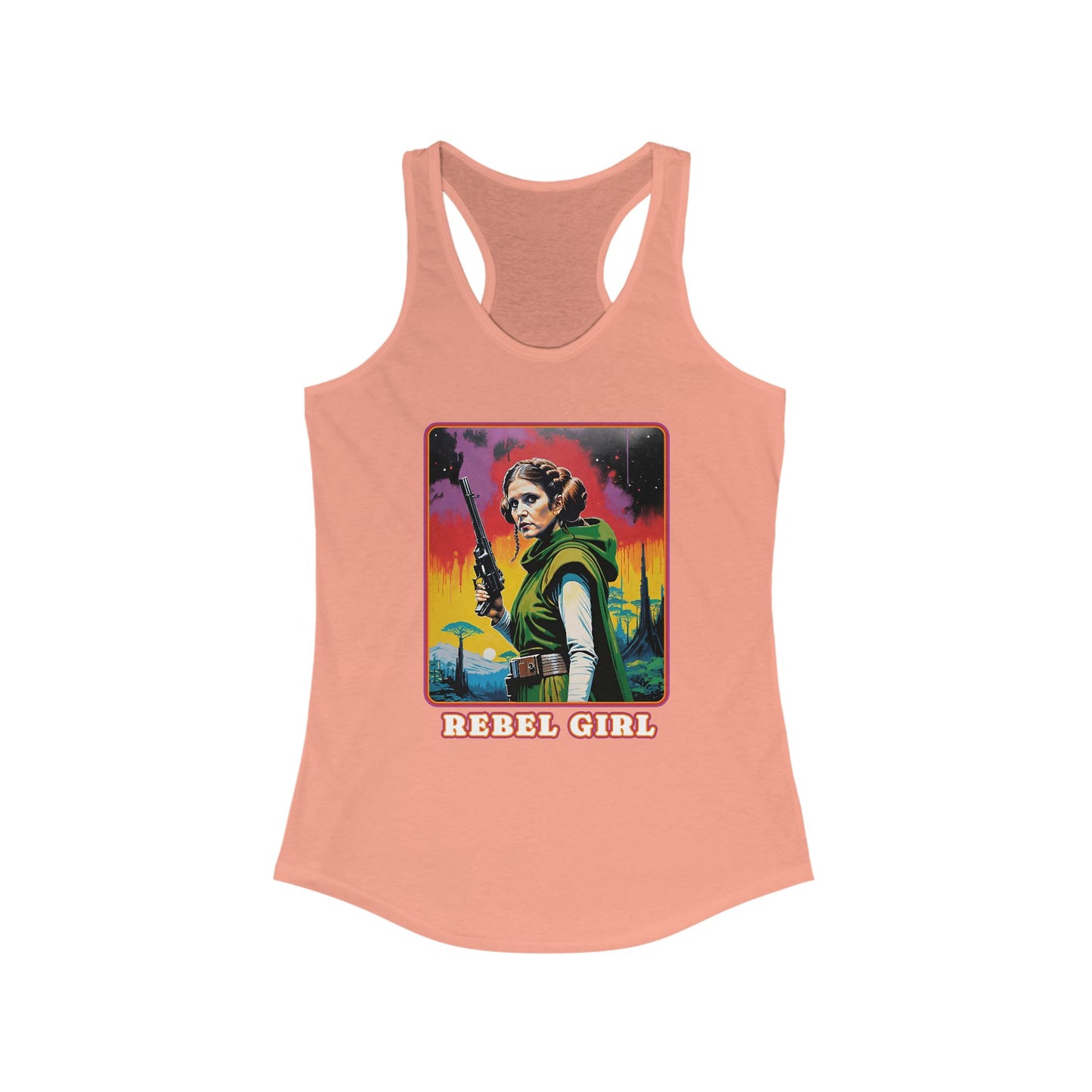 Princess Leia Racerback Tank - Ideal Rebel Girl Top for Sci-Fi Fans, SW Cosplay, Rebel Girl Sportswear, Geek Chic, Xmas Gift