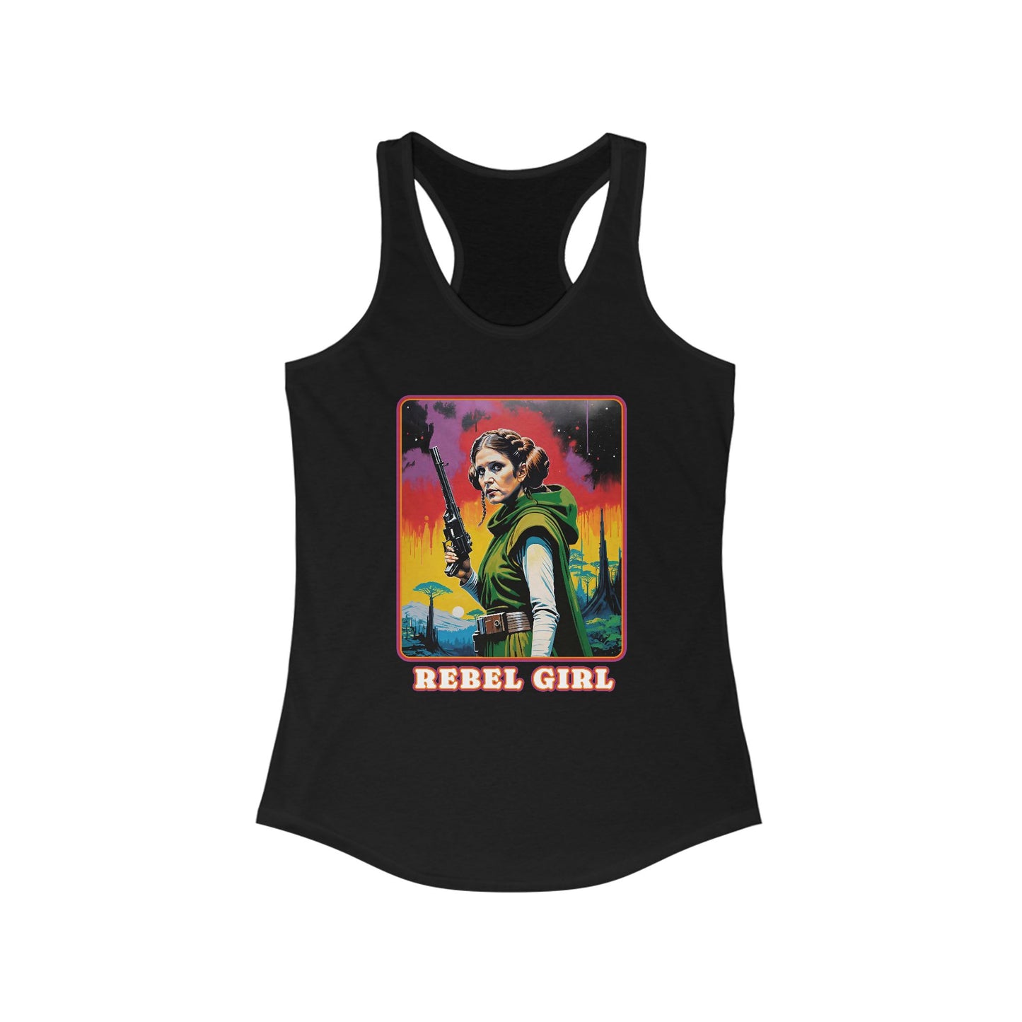 Princess Leia Racerback Tank - Ideal Rebel Girl Top for Sci-Fi Fans, SW Cosplay, Rebel Girl Sportswear, Geek Chic, Xmas Gift