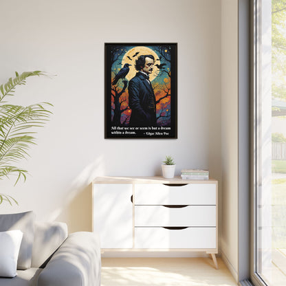 Edgar Allan Poe Portrait Matte Canvas | Framed Literary Wall Art