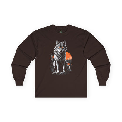 Wolf Moon Long Sleeve Tee - North American Gray Wolf Hoodie, Endangered Species Awareness Shirt, Wildlife Lover Gift, Nature Graphic Tee,