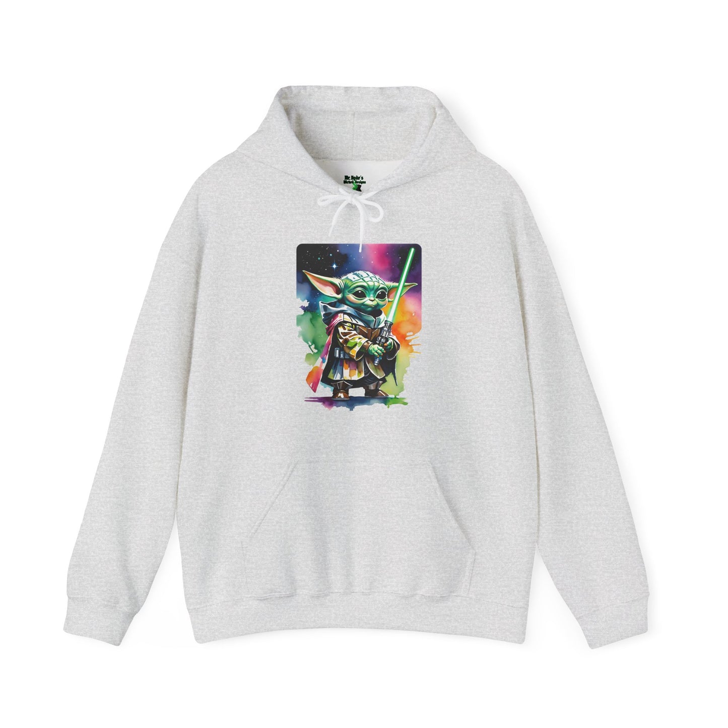 Grogu Watercolor Lightsaber Hoodie — Cute Baby Yoda Star Wars Sweatshirt