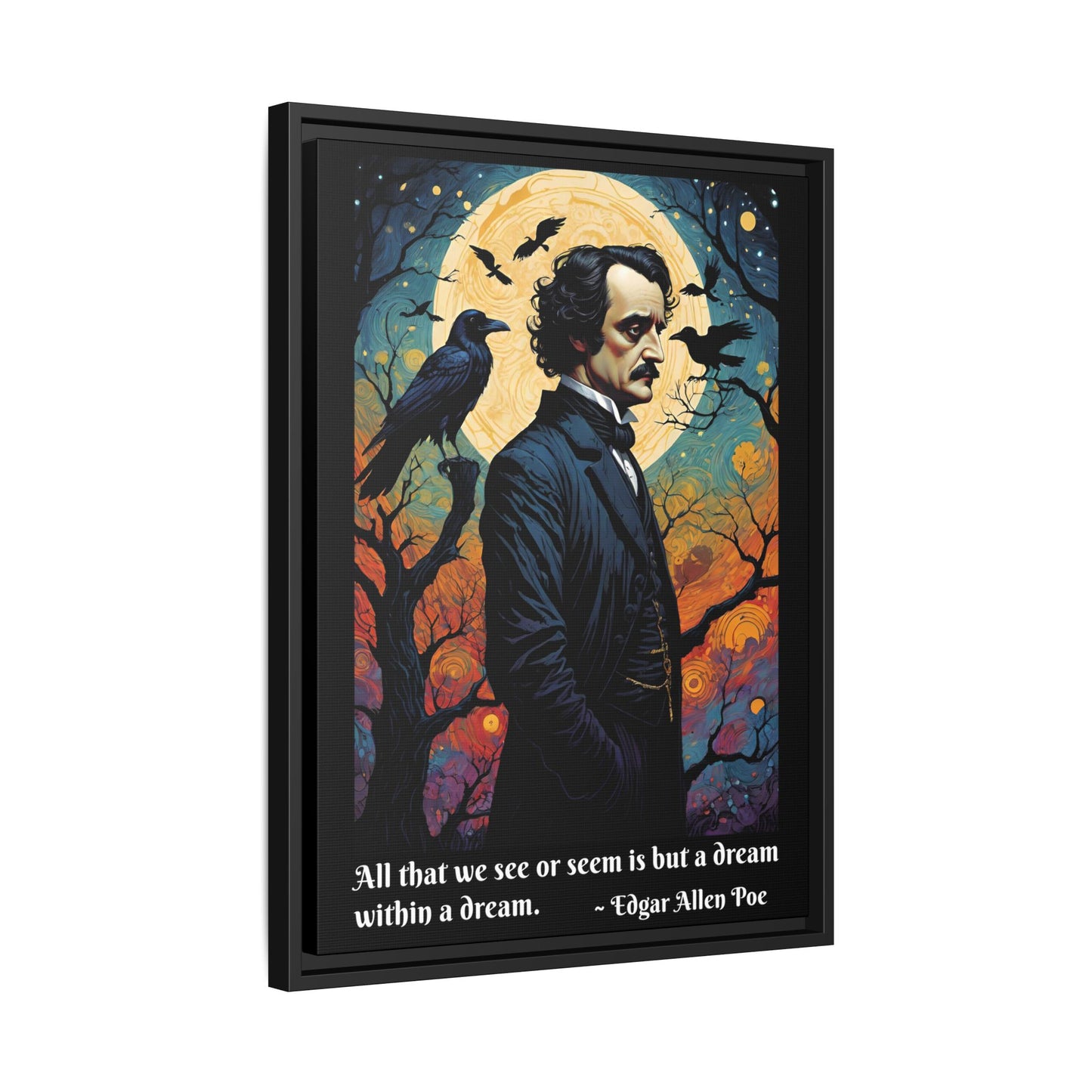 Edgar Allan Poe Portrait Matte Canvas | Framed Literary Wall Art