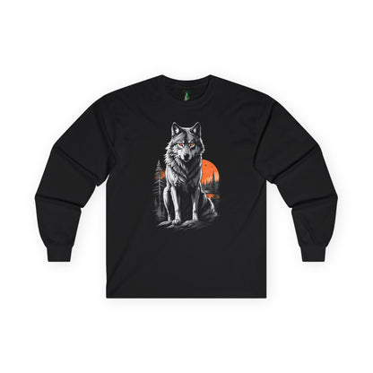 Wolf Moon Long Sleeve Tee - North American Gray Wolf Hoodie, Endangered Species Awareness Shirt, Wildlife Lover Gift, Nature Graphic Tee,
