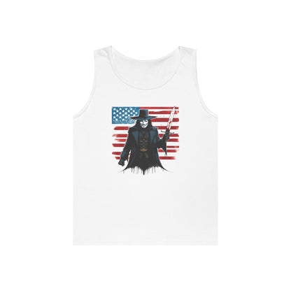 V for Vendetta Tee, American Flag Tank Top, Patriotic Summer Sleeveless Shirt for Men and Women, Independence Day Apparel, National