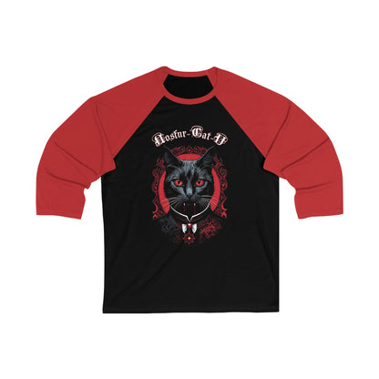 Nosfur-Cat-U, Gothic Cat Vampire Tee, Vintage Cat Lover Shirt, Unisex 3/4 Sleeve Tee, Ideal for Pet Lovers, Halloween Tee, Cat Mom Gift