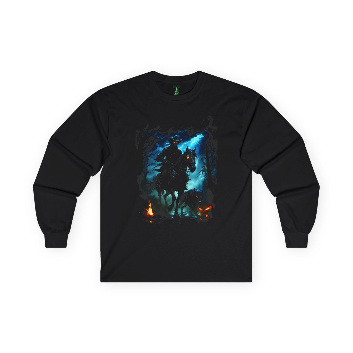 Dark Rider Gothic Long Sleeve Tee — Nightmare Horseman Graphic