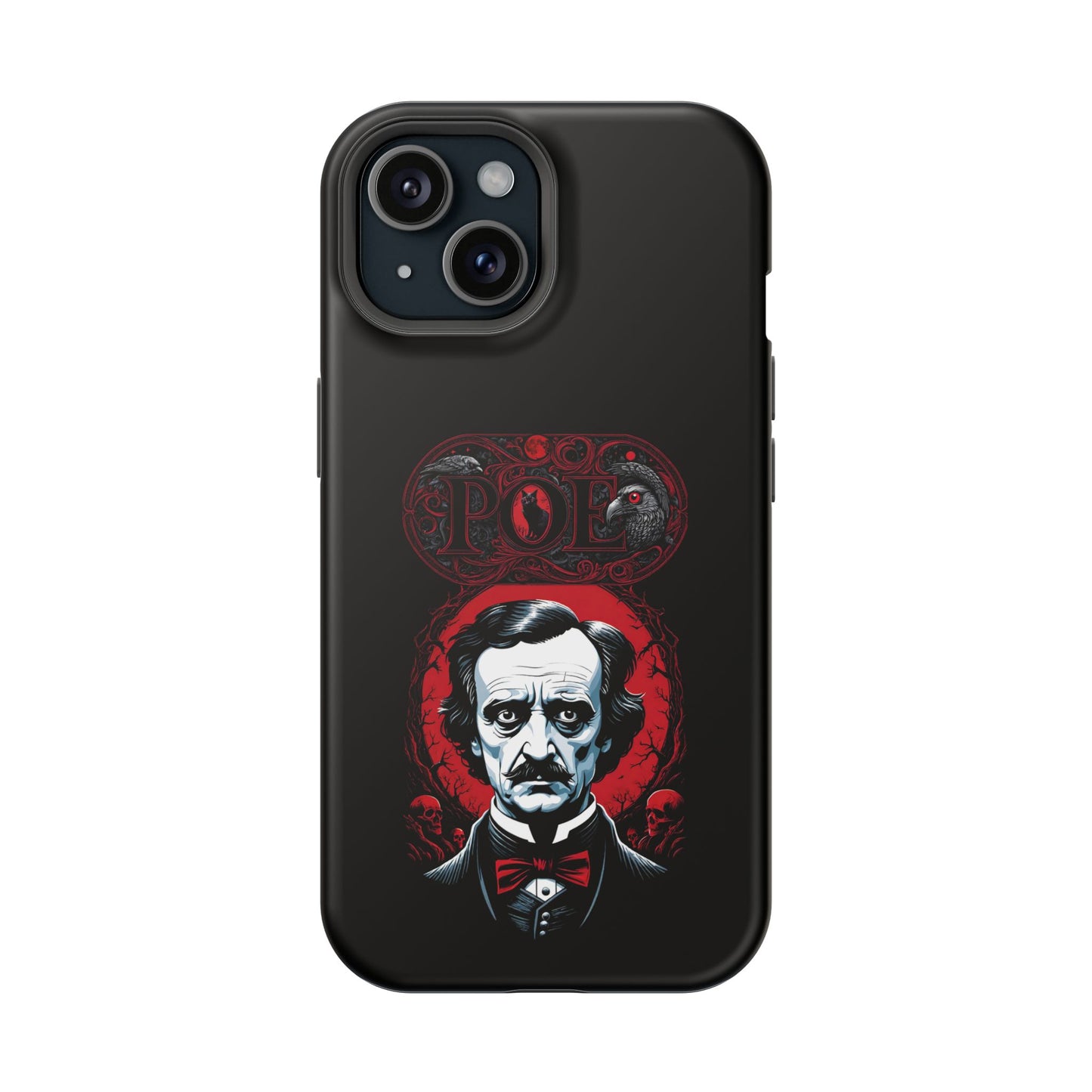 Gothic Edgar Allen Poe Impact-Resistant Cell Phone Case, Skulls Ravens Black Cat, Macabre Poe Fan Gift, Gothic Phone Cover, Creepy Gothic