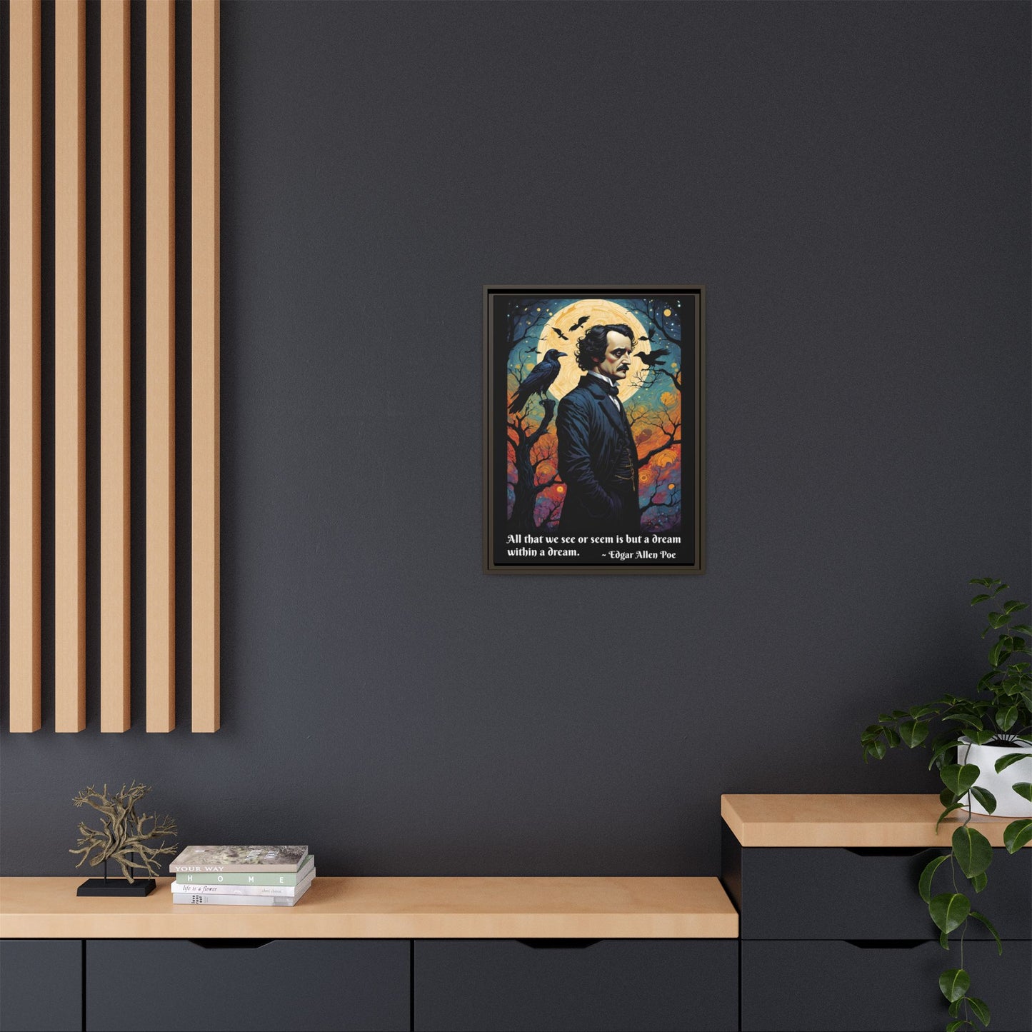 Edgar Allan Poe Portrait Matte Canvas | Framed Literary Wall Art