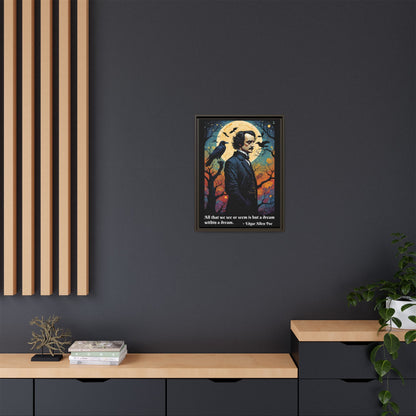 Edgar Allan Poe Portrait Matte Canvas | Framed Literary Wall Art