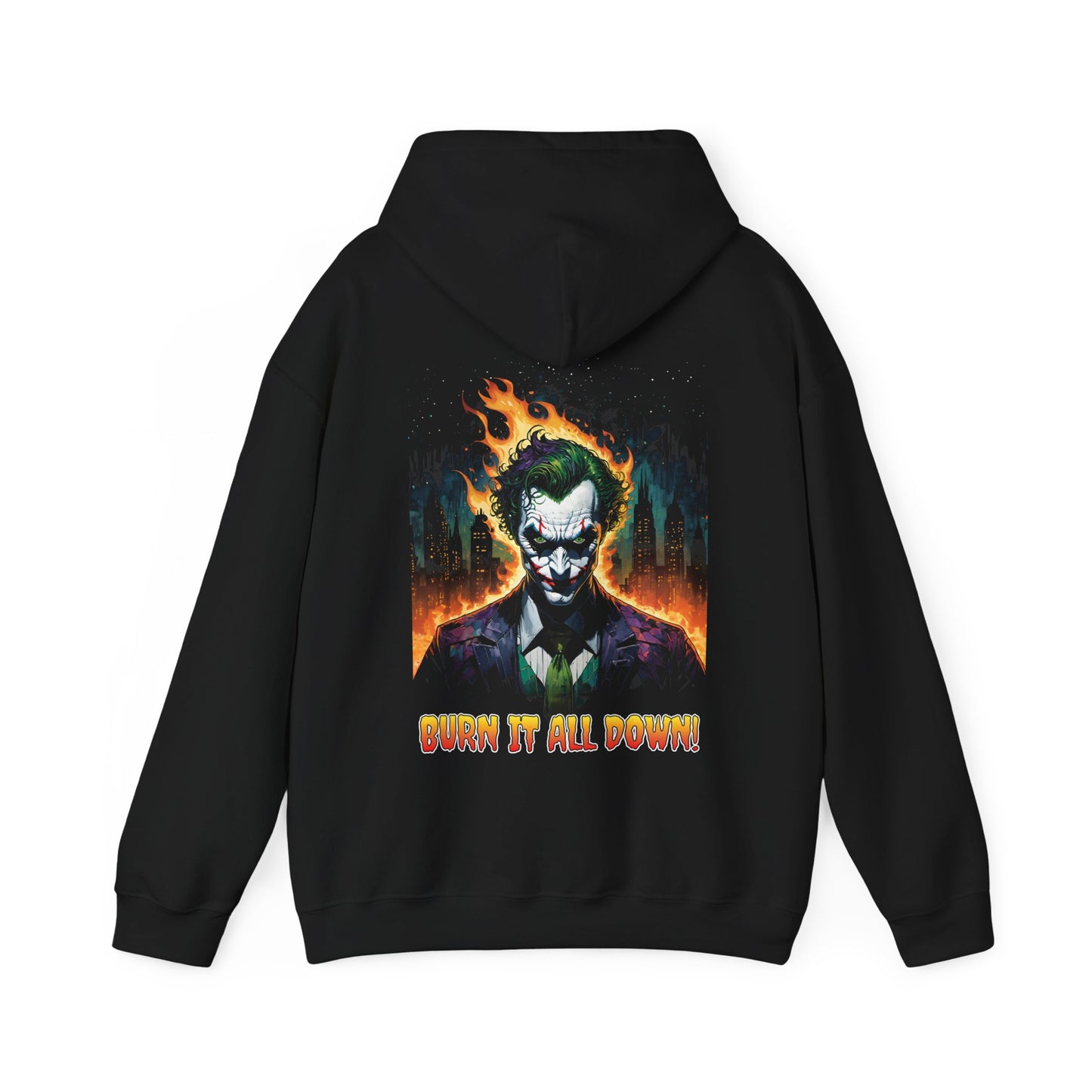 Joker Unisex Hoodie, Batman Villain Hoodie, Burn it all Down, Clown Prince of Crime, Unhinged Joker, Unisex Heavy Blend Hooded Sweatshirt