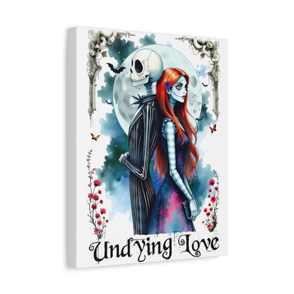 Jack and Sally Undying Love Canvas Painting, Jack and Sally Halloween Gothic Wal Art, Matte Canvas, Stretched,  Christmas Fan Art