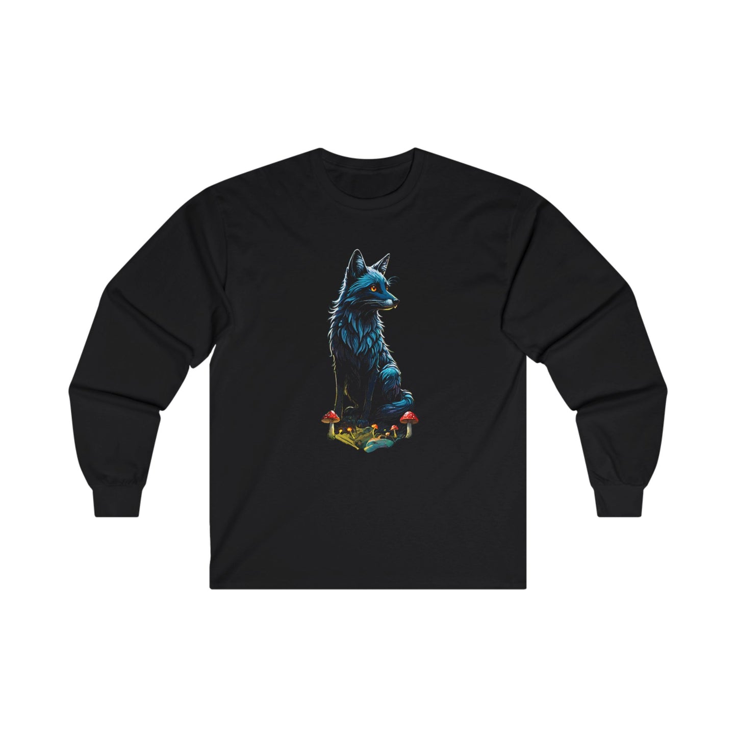 Fantasy Fox and Fairy Long Sleeve Tee - Enchanting Ladies Shirt for Animal Lovers, Halftone Design, Casual Wear, Birthday Gift, Wildlife