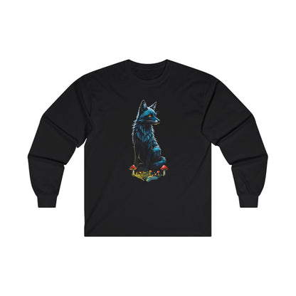 Fantasy Fox and Fairy Long Sleeve Tee - Enchanting Ladies Shirt for Animal Lovers, Halftone Design, Casual Wear, Birthday Gift, Wildlife