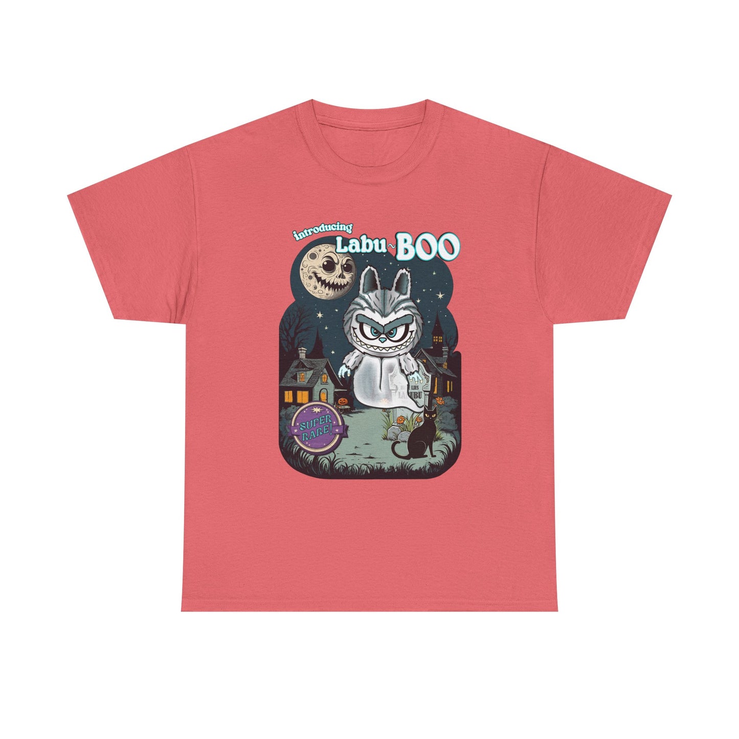 Labu Boo Unisex Tee, Ghostly Charm Tshirt, Vintage Cartoon Style Shirt, Parody Labubu Top, Halloween Costume