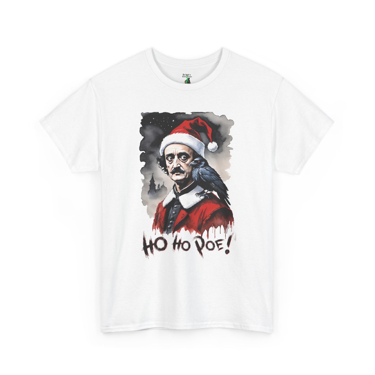 Edgar Allen Poe Santa T‑Shirt — "Ho Ho Poe!" Gothic Christmas Tee