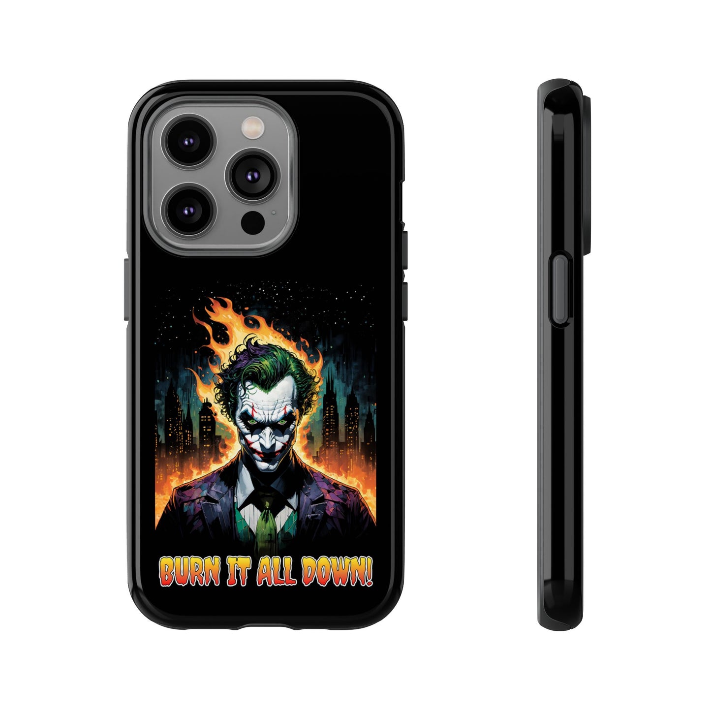 Joker Tough Cases for IPhone, Burn it all Down, Unique Cell Covers for Batman Fans, Cool Cellphone Protectors, DC Comics Gift