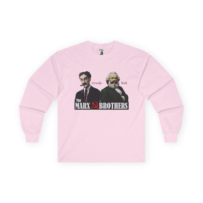 Marx Brothers Unisex Long Sleeve T-shirt, Groucho Karl Marx Political Satire Tee, Nerdy Humor Gift, Social Gathering Apparel