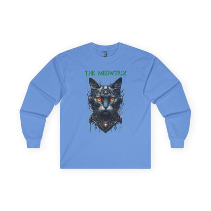 Matrix Cat Parody Tee, Funny Meowtrix Movie T-Shirt for Cat Lovers, Unisex Cotton Long Sleeve Shirt, Humorous Gift for Matrix Fans, Casual