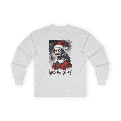 Edgar Allen Poe Santa Long Sleeve Tee | "Ho Ho Poe!" Christmas T-shirt | Literary Graphic Shirt