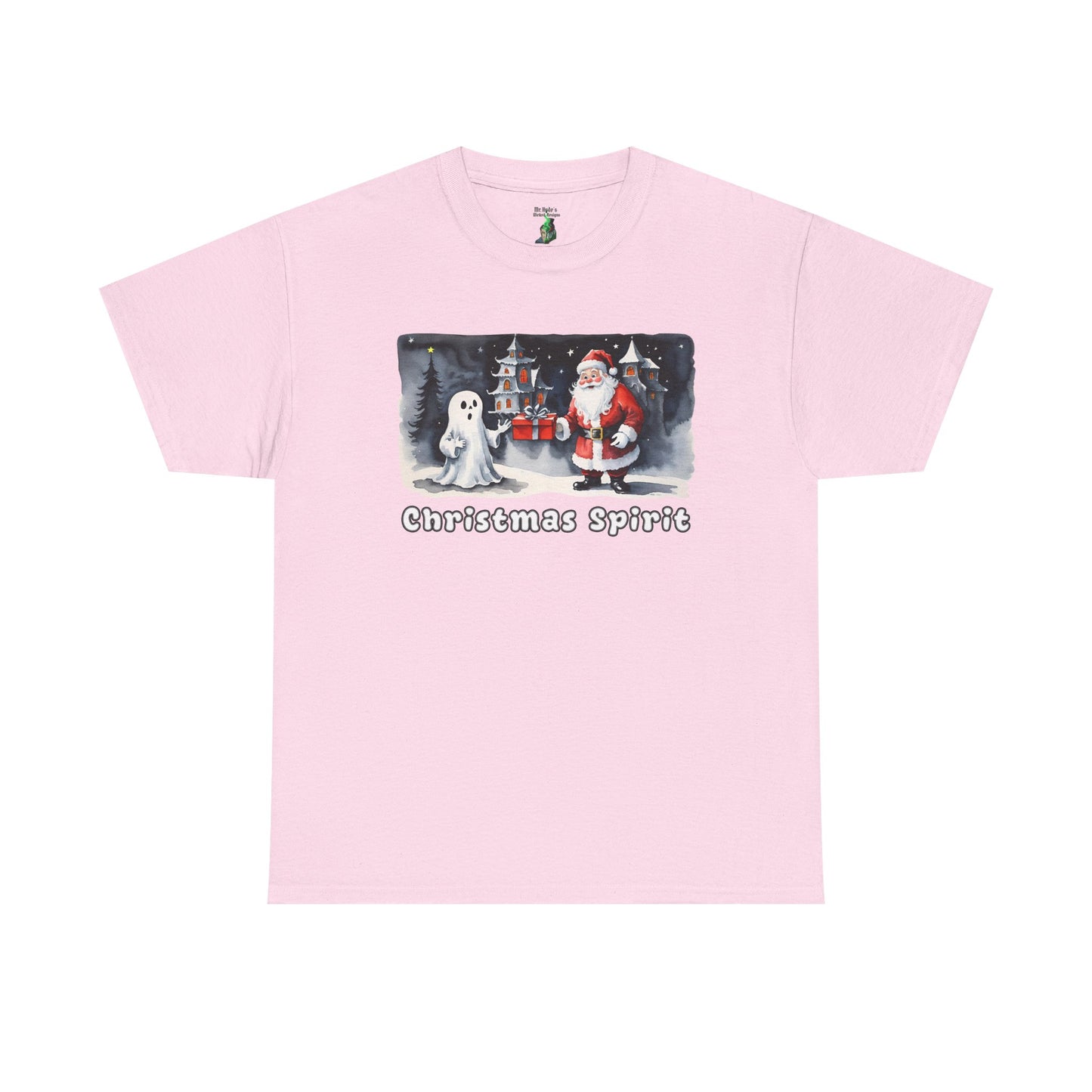 Christmas Spirit Unisex Cotton Tee - Santa & Ghost Holiday Shirt - Spooky Christmas T-shirt