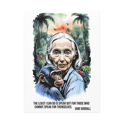 Canvas Wall Art featuring Jane Goodall and Chimpanzee, Nature Decor, Inspirational Gift for Animal Lovers, Eco-Friendly Home Decor, [...]