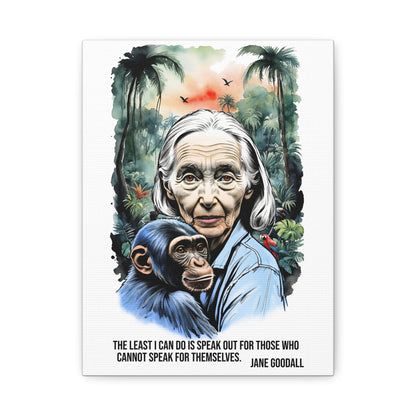 Canvas Wall Art featuring Jane Goodall and Chimpanzee, Nature Decor, Inspirational Gift for Animal Lovers, Eco-Friendly Home Decor, [...]