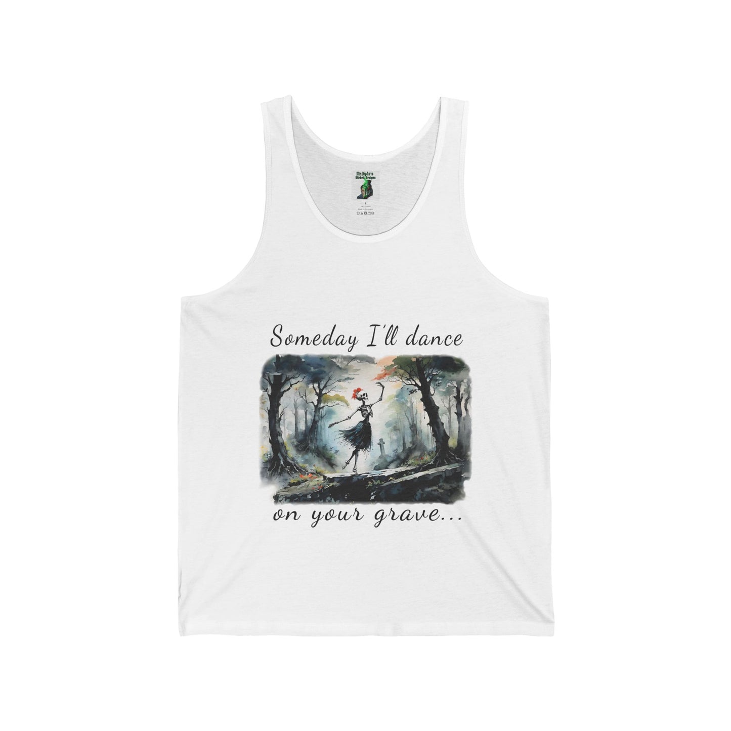 This Haunting Skeleton Shirt is perfect for ladies who love things that are spooky and macabre. This t-shirt design is both stunning and chilling. Available stylish white Tank-tops.