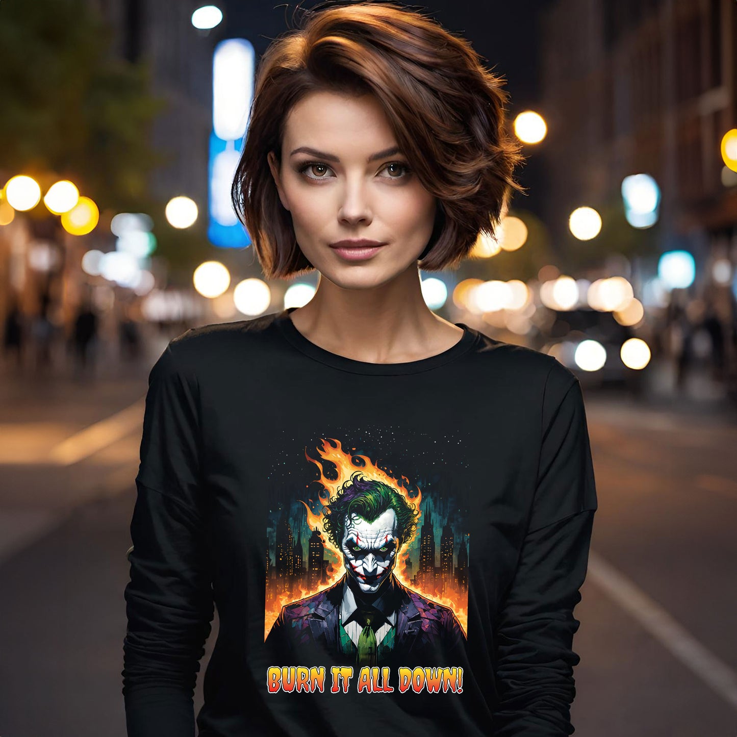 Joker Unisex Tee, Batman Villain T-shirt, Burn it all Down Tee, Clown Prince of Crime Tee, Unhinged Joker Tee, Unisex Cotton Long Sleeve Tee