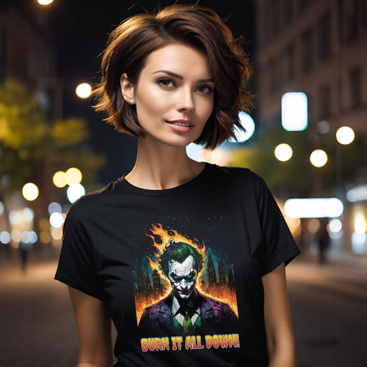 Joker Unisex Tee, Batman Villain T-shirt, Burn it all Down Tee, Clown Prince of Crime Tee, Gotham City Shirt, Unhinged Joker Tee