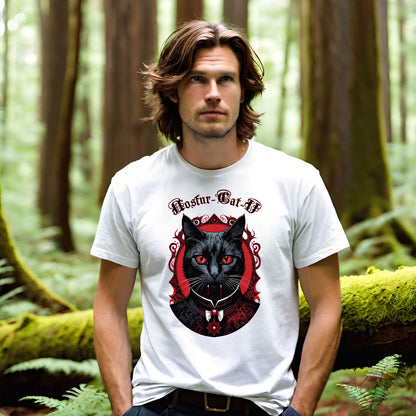 Nosfur-Cat-U Gothic Cat Unisex Heavy Cotton Tee, Vampire Feline Lord, Horror Movie Shirt, Gothic Cat Lover Gift, Hilarious Tee