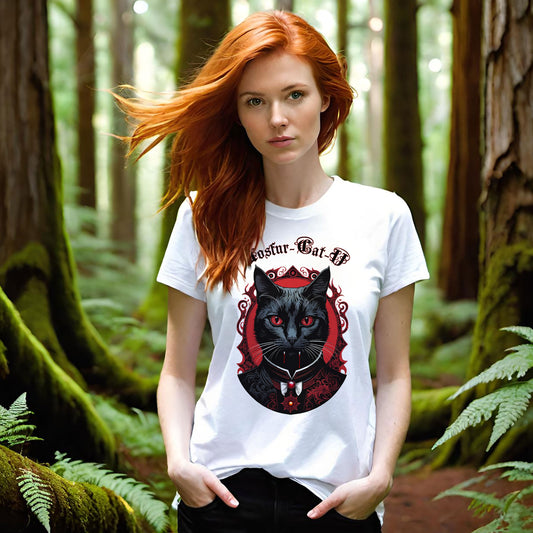 Nosfur-Cat-U Gothic Cat Unisex Heavy Cotton Tee, Vampire Feline Lord, Horror Movie Shirt, Gothic Cat Lover Gift, Hilarious Tee