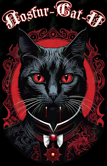Nosfur-Cat-U, Gothic Cat Vampire Tee, Vintage Cat Lover Shirt, Unisex 3/4 Sleeve Tee, Ideal for Pet Lovers, Halloween Tee, Cat Mom Gift
