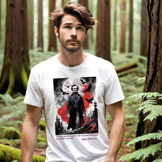 Gothic Edgar Allen Poe T-shirt for Serious Fans, Unisex Heavy Cotton Tee, Macabre Tee, Poe Quote Shirt, Watercolor Poe Tee
