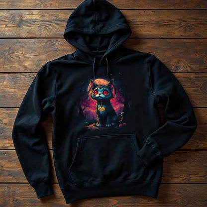 Edgar Allen Poe Inspired Pluto the Cat Unisex College Hoodie, Creepy Gothic Sweatshirt, Halloween Literature Fan Gift, Black Cat Hoody,