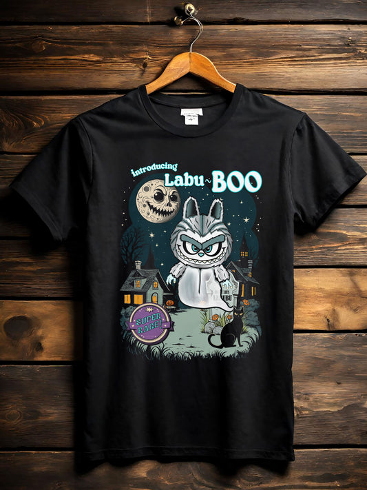 Labu Boo Kids Tee, Halloween Ghostly Labu-Boo Cartoon Shirt for Boys and Girls, Spooky and Charming Halloween Costume, Vintage Style Tee,