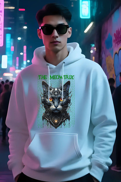 Matrix Cat Parody Hoodie, Meowtrix Design for Cat Lovers, Movie Fans, Funny Hooded Sweatshirt, Gift for Neo Fans, Casual Outfits
