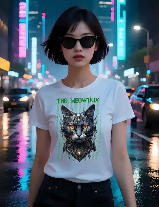 Matrix Cat Parody Softstyle T-Shirt, Funny Movie Tee, Cat Lover Gift, Meowtrix Shirt, Unisex Gildan Cotton Tee