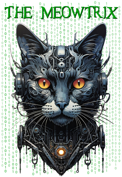 Matrix Cat Parody Tee, Funny Meowtrix Movie T-Shirt for Cat Lovers, Unisex Cotton Long Sleeve Shirt, Humorous Gift for Matrix Fans, Casual
