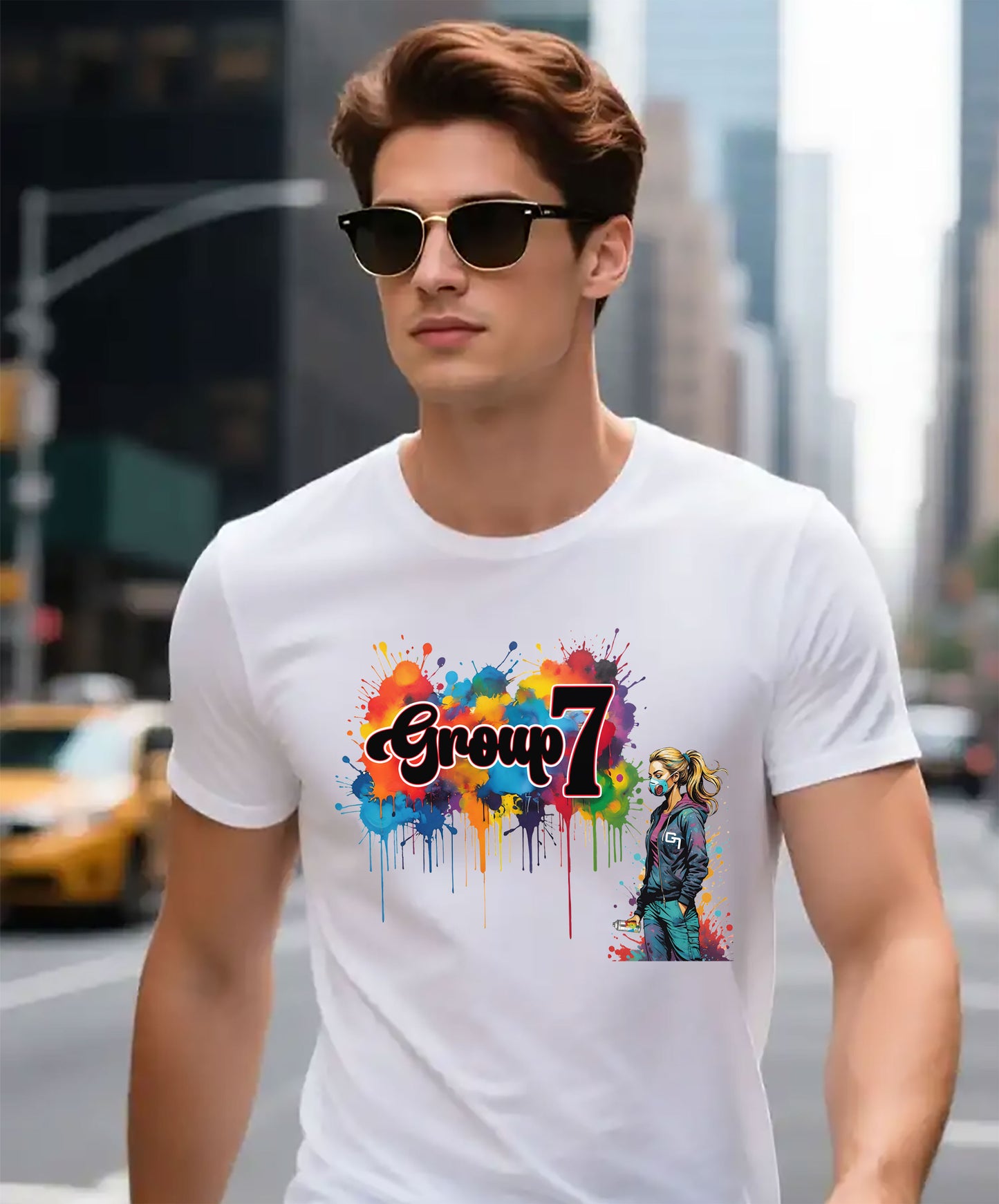 Colorful Group 7 Unisex Tee - Group 7 support t-shirt, TikTok Group 7 merch