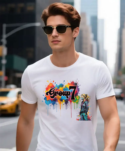 Colorful Group 7 Unisex Tee - Group 7 support t-shirt, TikTok Group 7 merch