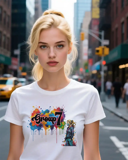 Colorful Group 7 Unisex Tee - Group 7 support t-shirt, TikTok Group 7 merch