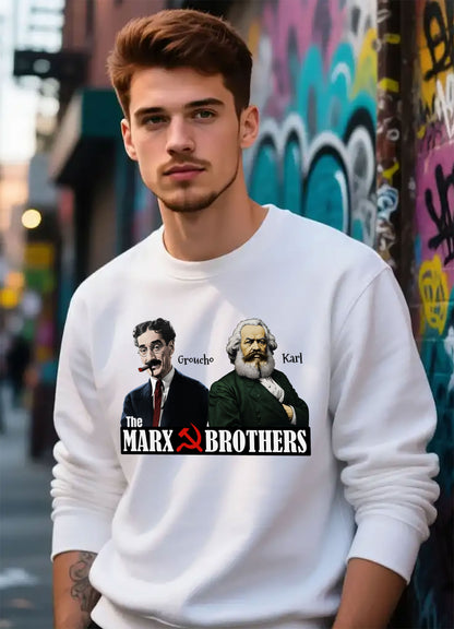 The Marx Brothers Unisex Sweatshirt, Groucho Marx, Karl Marx, Funny Political Cotton Crewneck, Nerdy Humor Shirt