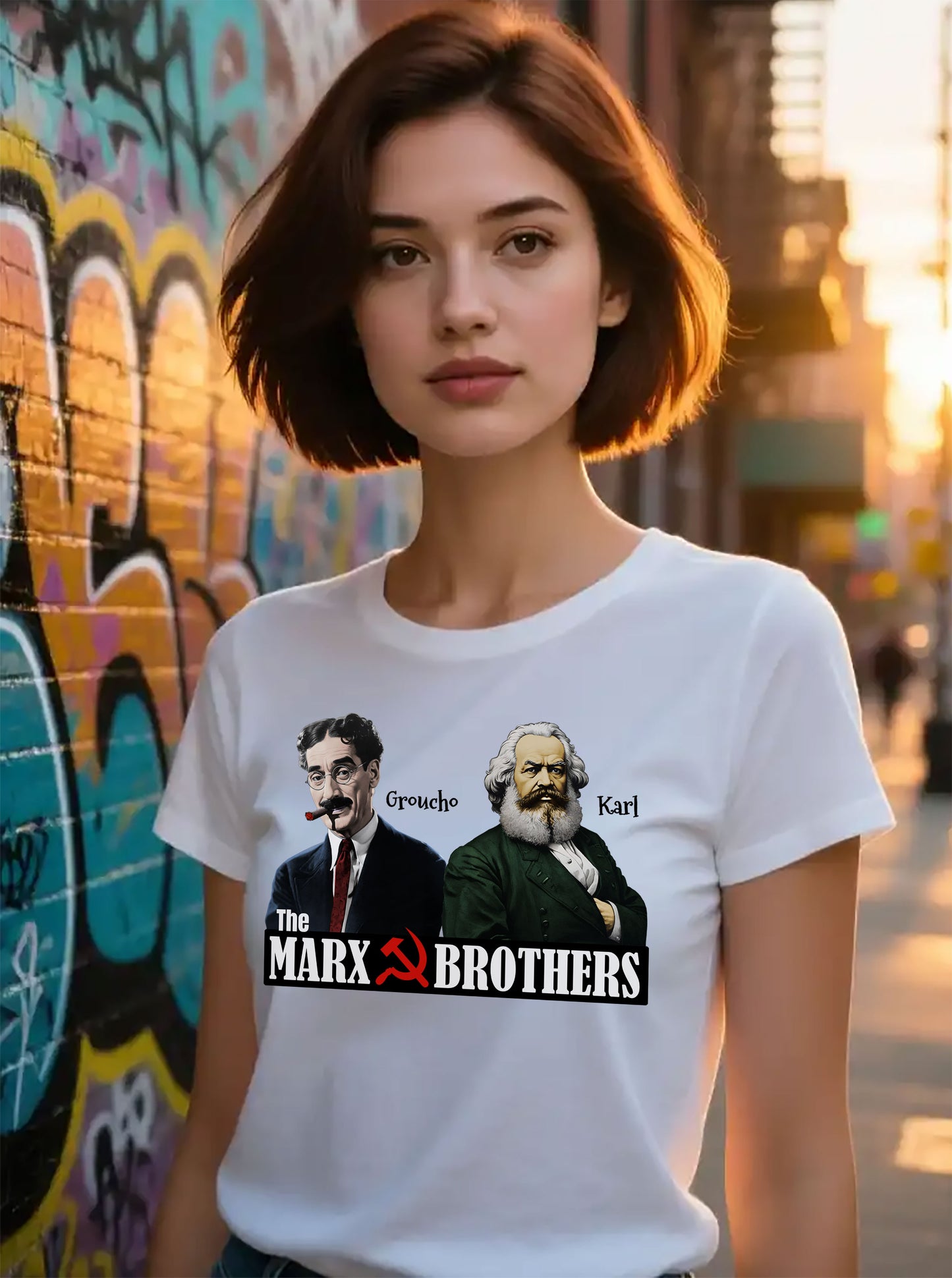 Marx Brothers Groucho and Karl Marx Unisex T-shirt, Comedy Trio Tee, Funny Parody Shirt, Political Satire Top, Hilarious Graphic Tee