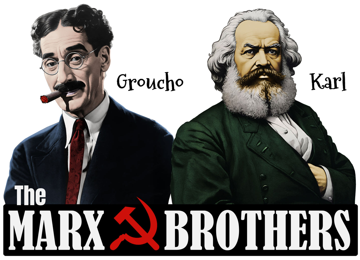 Marx Brothers Unisex Long Sleeve T-shirt, Groucho Karl Marx Political Satire Tee, Nerdy Humor Gift, Social Gathering Apparel