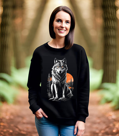 Wolf Moon Long Sleeve Tee - North American Gray Wolf Hoodie, Endangered Species Awareness Shirt, Wildlife Lover Gift, Nature Graphic Tee,
