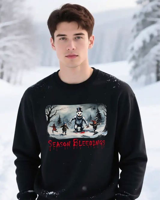 Season Bleedings Sweatshirt — Creepy Snowman Horror Crewneck