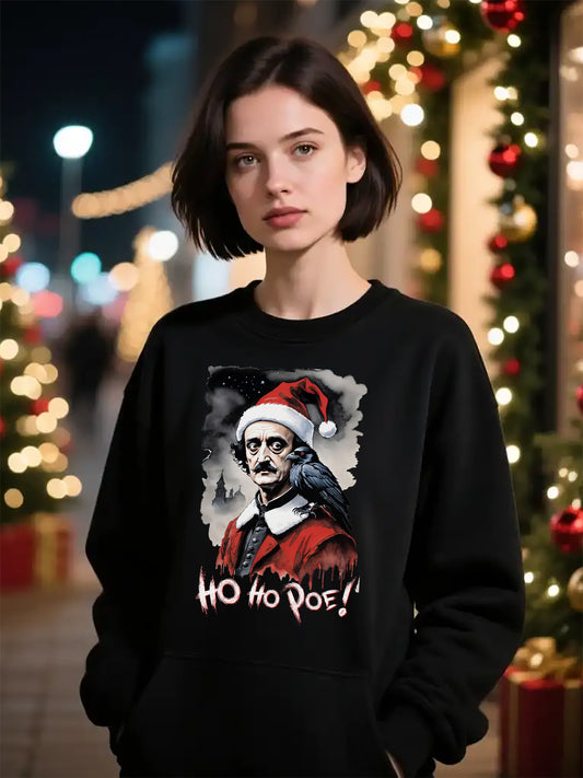 Poe Santa Sweatshirt — "Ho Ho Poe!" Edgar Allan Poe Christmas Crewneck
