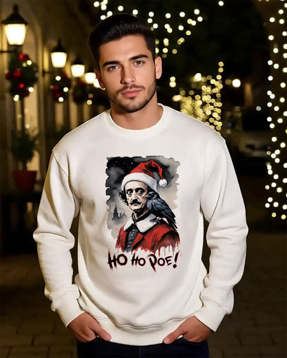 Poe Santa Sweatshirt — "Ho Ho Poe!" Edgar Allan Poe Christmas Crewneck