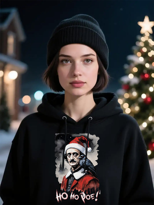 Edgar Allen Poe Santa Hoodie – 'Ho Ho Poe!' Gothic Christmas Sweatshirt