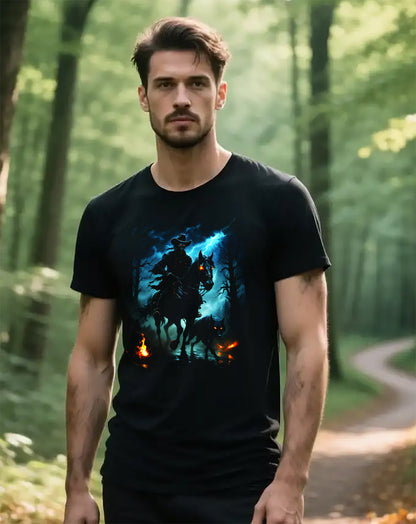 Dark Rider Graphic Tee - Headless Horseman Halloween Shirt